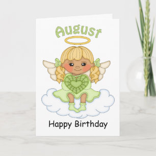 August Birthstone Angel Blondine Verjaardag Kaart