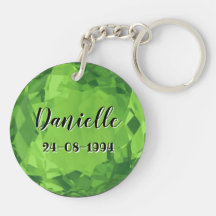 August Birthstone Keyring met naam