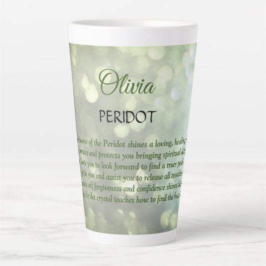 August Birthstone Peridot-ontwerp Latte Mok (Voorkant)