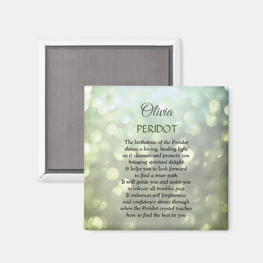 August Birthstone Peridot-ontwerp Magneet (Voorkant / Achterkant)