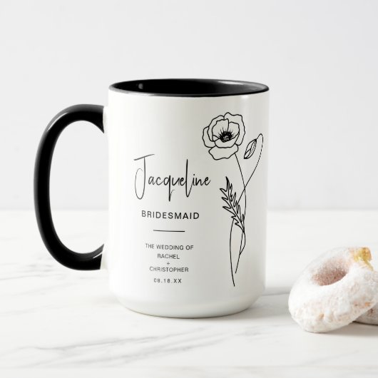 August Bridesmaid | Poppy Birth Flower Mok (Met donut)