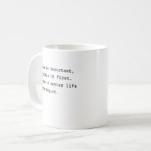 August Coffee mok Typografie Poetic of Time Imp. (Voorkant links)