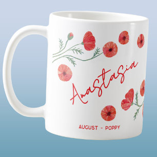August Geboortebloem Aangepaste Naam Papaver Koffiemok