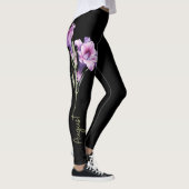 August Geboortebloem, Paarse Gladiolus op Zwart Leggings (Rechts)