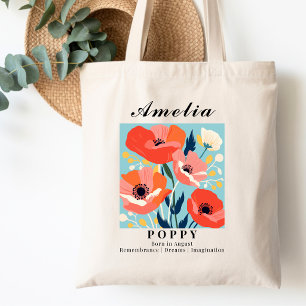 August Geboortemaand Bloem Papaver Winkel Winkelen Tote Bag