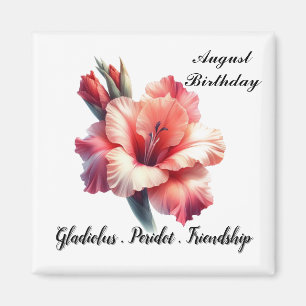 August Geboortesteen Peridot en Gladiolus Magneet