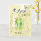 August Gladiola en Peridot Birthday Kaart (Gele Bloem)
