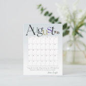 August Grey Moderne Maandkalender 2025 Briefkaart (Staand voorkant)