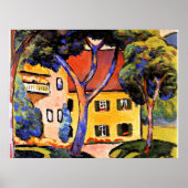 August Macke art, Huis in een landschap Poster (Voorkant)