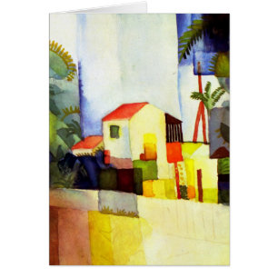 August Macke Bright House Waterverf Painting
