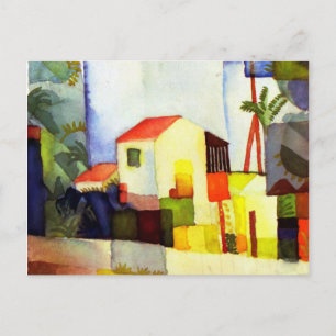 August Macke Bright House Waterverf Painting Briefkaart
