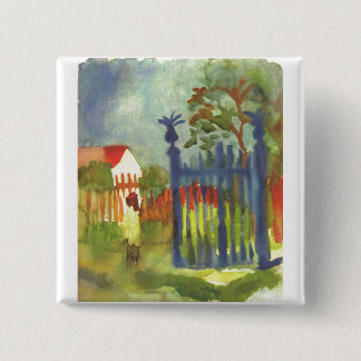 August Macke - Garden Gate 1914 Gartentor Vierkante Button 5,1 Cm