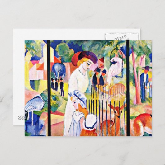 August Macke - Grote dierentuin, schilderij van Au Briefkaart (Voorkant / Achterkant)