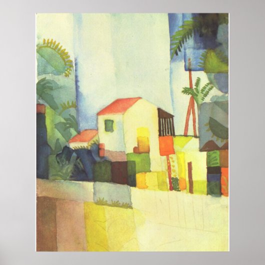 August Macke - Helles Haus 1914 Bright House Poster (Voorkant)