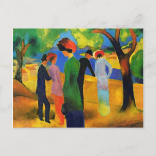 August Macke - Lady in een groene jas Briefkaart