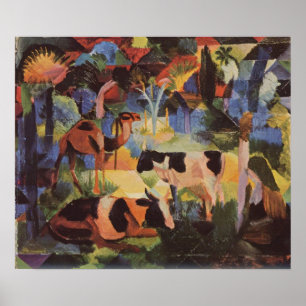 August Macke Landscape met Koeien en Camel Poster
