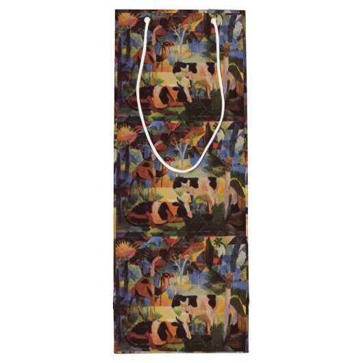 August Macke Landscape met Koeien en Camel Wijn Cadeautas (Achterkant)