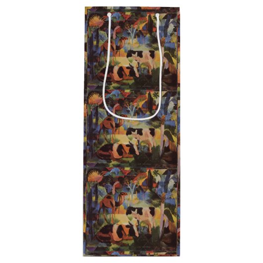 August Macke Landscape met Koeien en Camel Wijn Cadeautas (Voorkant)