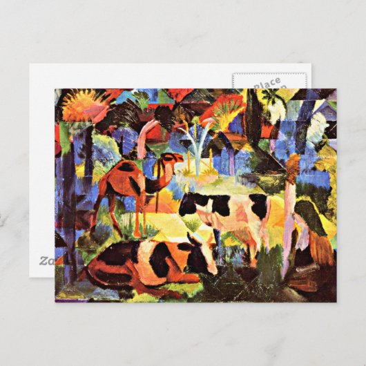 August Macke - Landschap met koeien en een Camel Briefkaart (Voorkant / Achterkant)