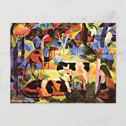 August Macke - Landschap met koeien en een Camel Briefkaart (Voorkant)