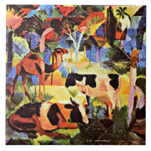 August Macke - Landschap met koeien en een Camel Tegeltje