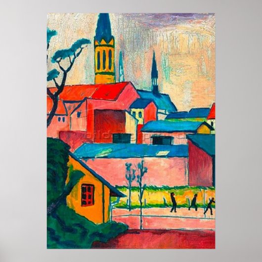 August Macke - Marienkirche, fijne kunst, Poster (Voorkant)