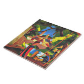 August Macke-schilderij, Kinderen bij de fontein Tegeltje (Zijkant)