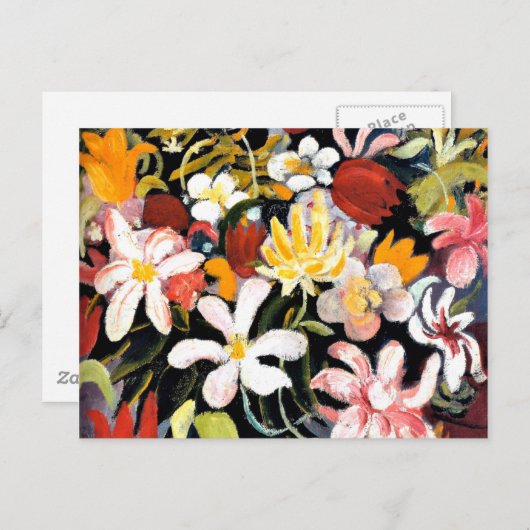August Macke schilderij, tapijt van bloemen Briefkaart (Voorkant / Achterkant)