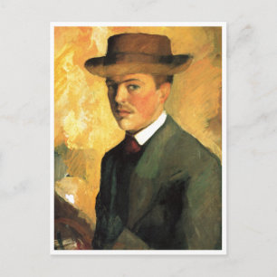 August Macke - Self Portret with Pet 1909 Oil Briefkaart