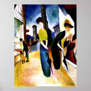 August Macke - Twee vrouwen voor een Pet Winkel Poster