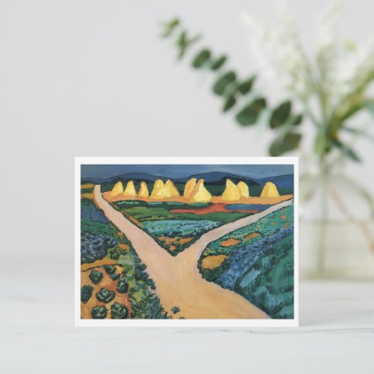 August Macke - Vegetable Fields 1911 Oil on Canvas Briefkaart (Staand voorkant)