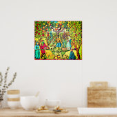 August Naive Folk Art Summer Celebration Poster (Keuken)