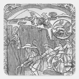 August, oogst, Leo Vierkante Sticker