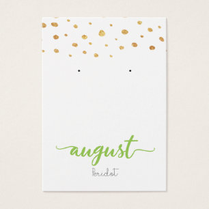 August Peridot Birthstone Earring Display Card Visitekaartje