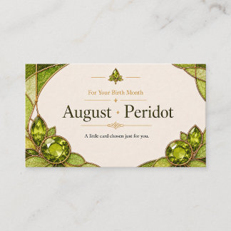 August Peridot Birthstone Shop Card Visitekaartje