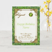 August Peridot Birthstone Verjaardag Kaart (Gele Bloem)