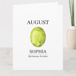 August Peridot Verjaardag Kaart