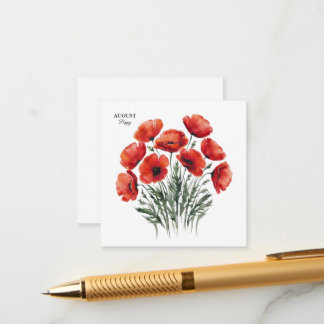 August Poppy Bloom - Gepersonaliseerd verjaardagsc Informatiekaartje