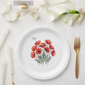 August Poppy Bloom - Gepersonaliseerd verjaardagsc Papieren Bordje