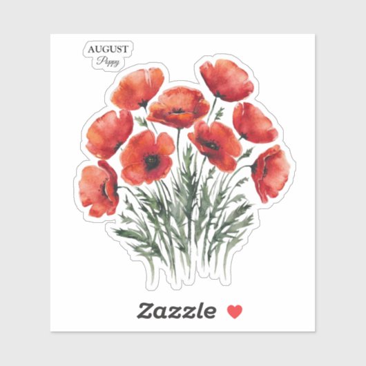 August Poppy Bloom - Gepersonaliseerd verjaardagsc Sticker (Vel)