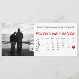 August White en Red Calendar sparen de Datum Save The Date