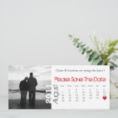 August White en Red Calendar sparen de Datum Save The Date (Staand voorkant)