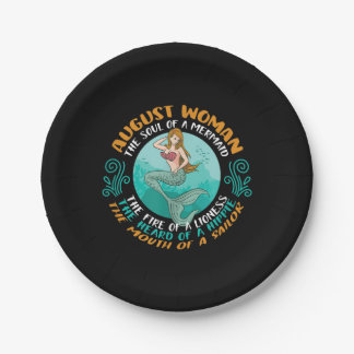 August Woman Soul van Mermaid Leo Zodiac Birthday Papieren Bordje