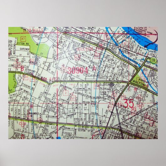 Augusta, GA  Map Poster (Voorkant)