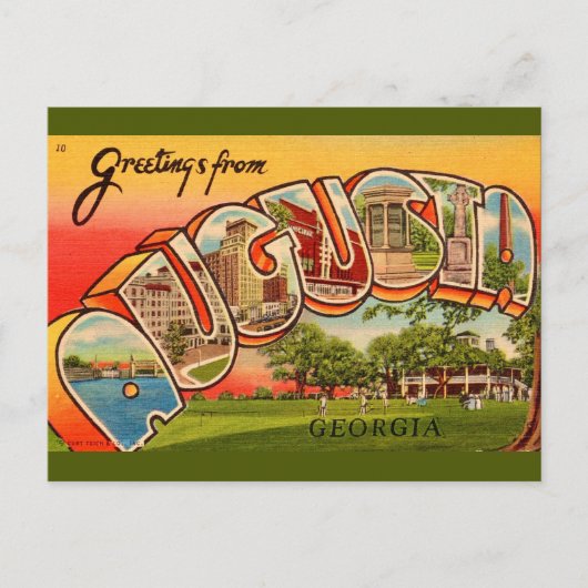 Augusta Georgia Retro  Briefkaart (Voorkant)