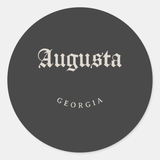 Augusta Georgia White Font Ronde Sticker (Voorkant)