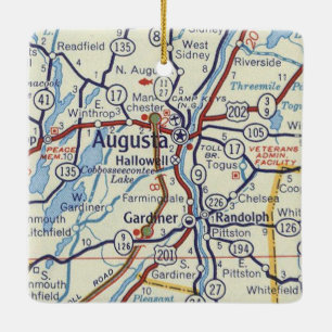 Augusta Maine Map Keramisch Ornament
