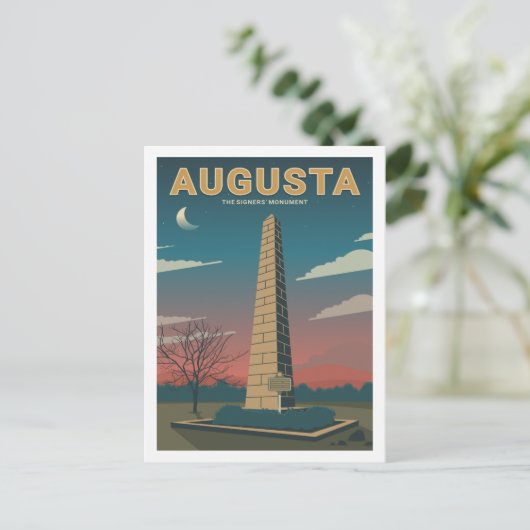 Augusta Monument Beroemde Reisplaats Illustratie Briefkaart (Staand voorkant)