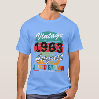 augustus 1963 vintage verjaardag vintage cadeau jo t-shirt