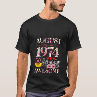 Augustus 1974 Floral 50e verjaardag 50 jaar van zi T-shirt